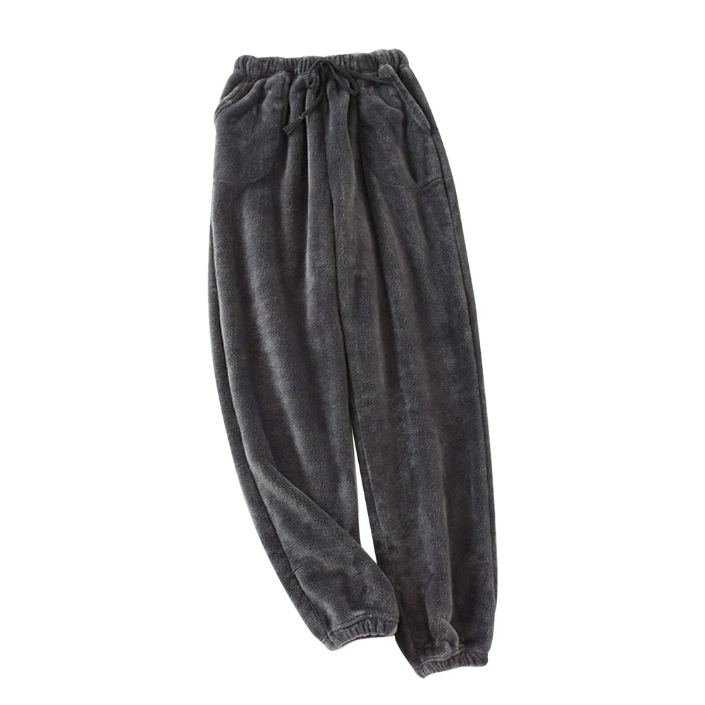 Men's thick coral fleece sleep pants for autumn winter warmth  