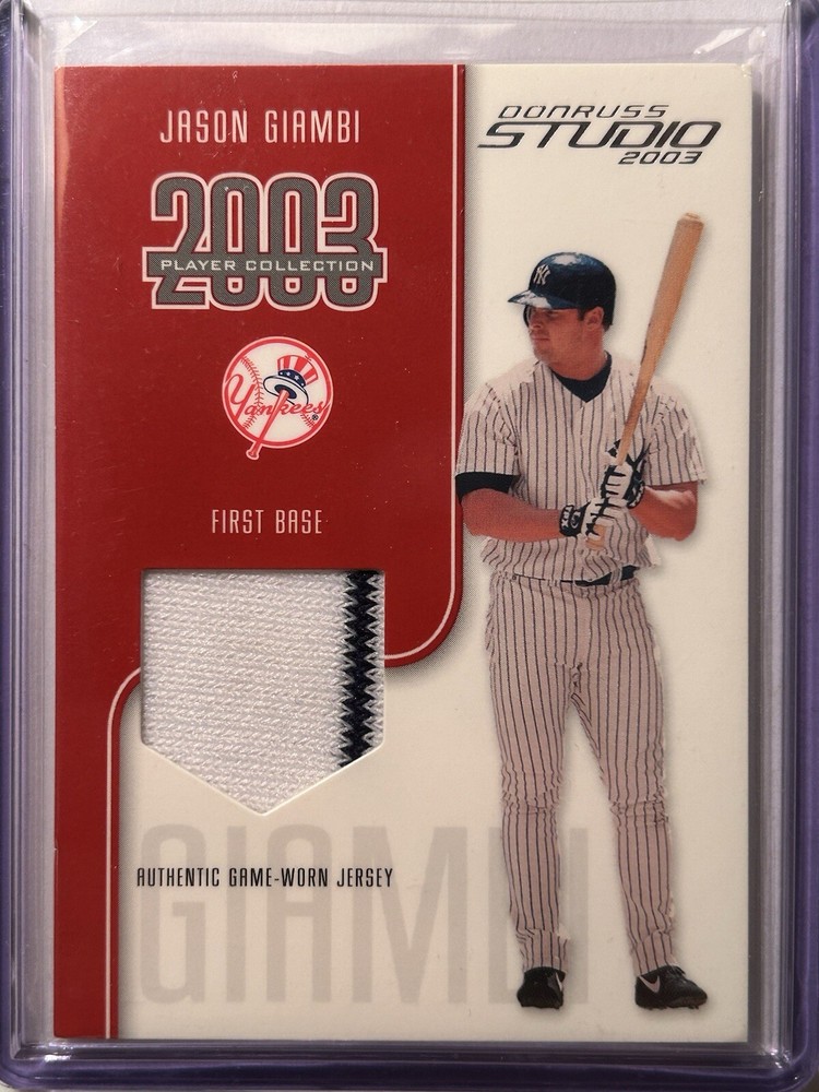 Jason Giambi 2003 Donruss Studio New York Yankees Pinstripe Jersey Relic /300