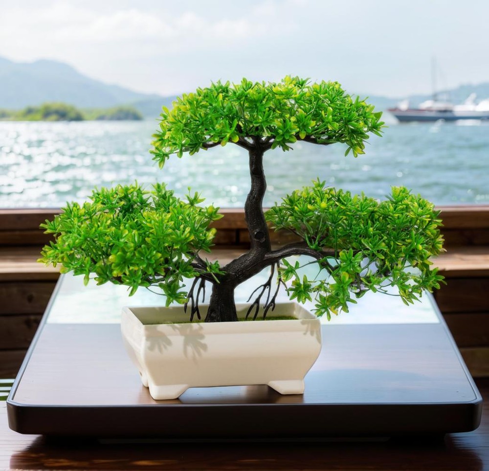 Artificial Bonsai Tree - Fake Potted Plant for Home, Office & Garden Decor