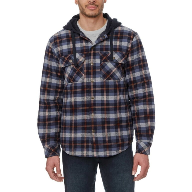 Legendary Outfitters Men's Shirt Jacket Size L Cotton Flannel Hoodie Plaid NWOT