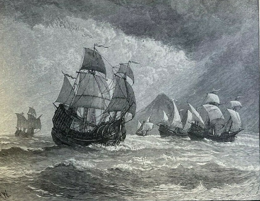 1890 Fernando Magellan Discovery of Pacific Ocean illustrated