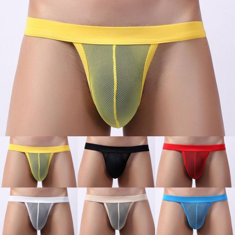Sexy Mens Briefs See Through Underwear Underpants Sheer Mesh Thin Thong T-back