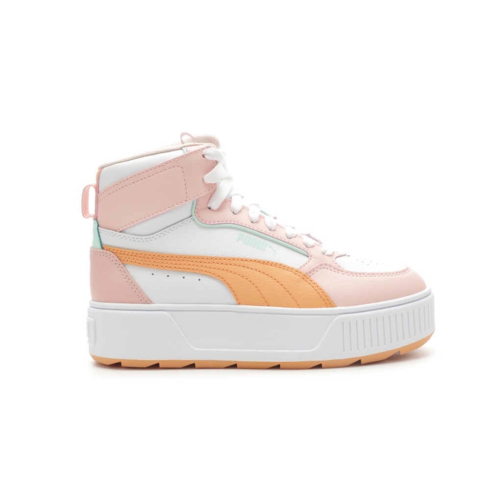 Puma Karmen Rebelle Mid Lace Up Sneakers for Girls in Orange Pink White