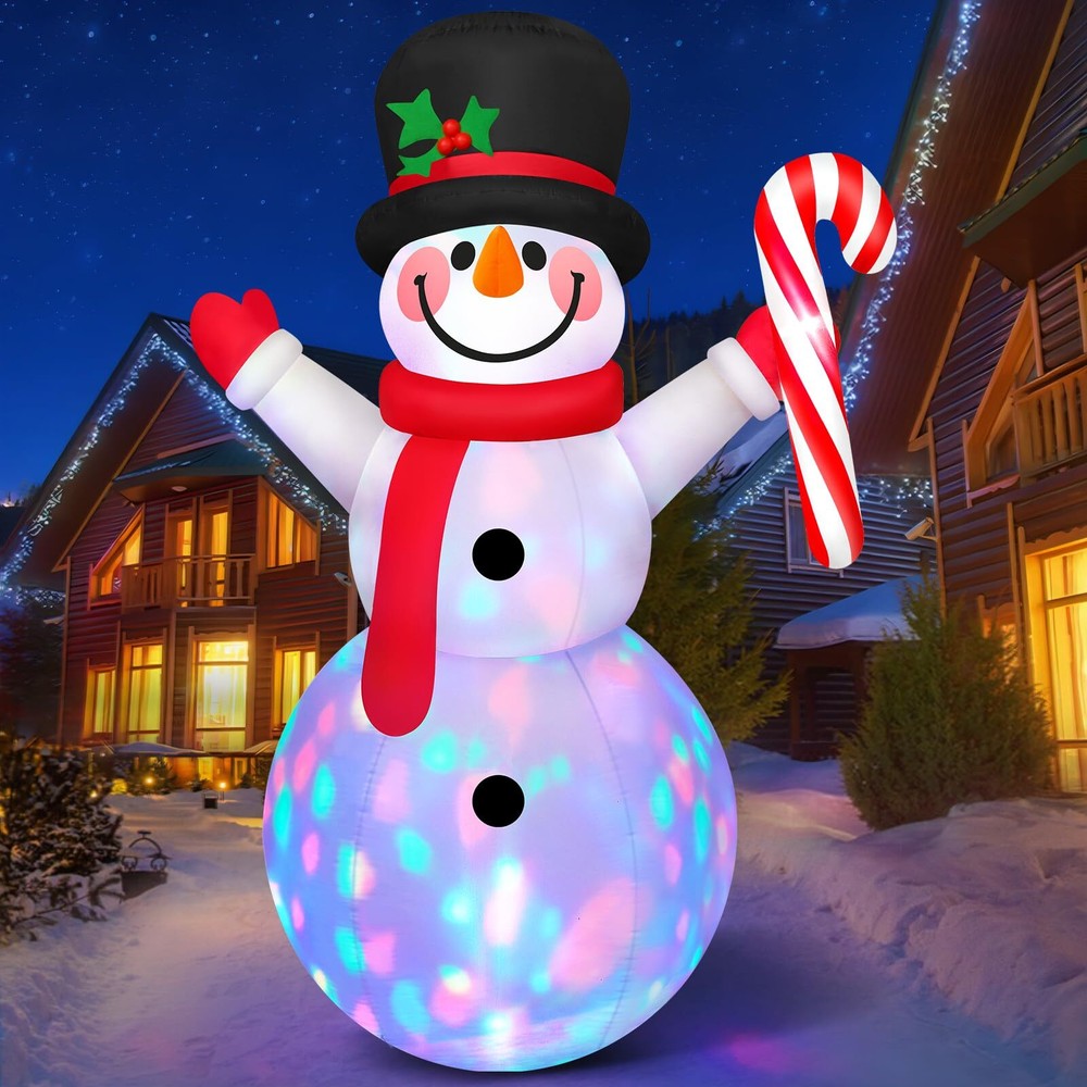 MICOCAH 8FT Snowman Christmas Inflatables Outdoor Decorations with Candy Cane...