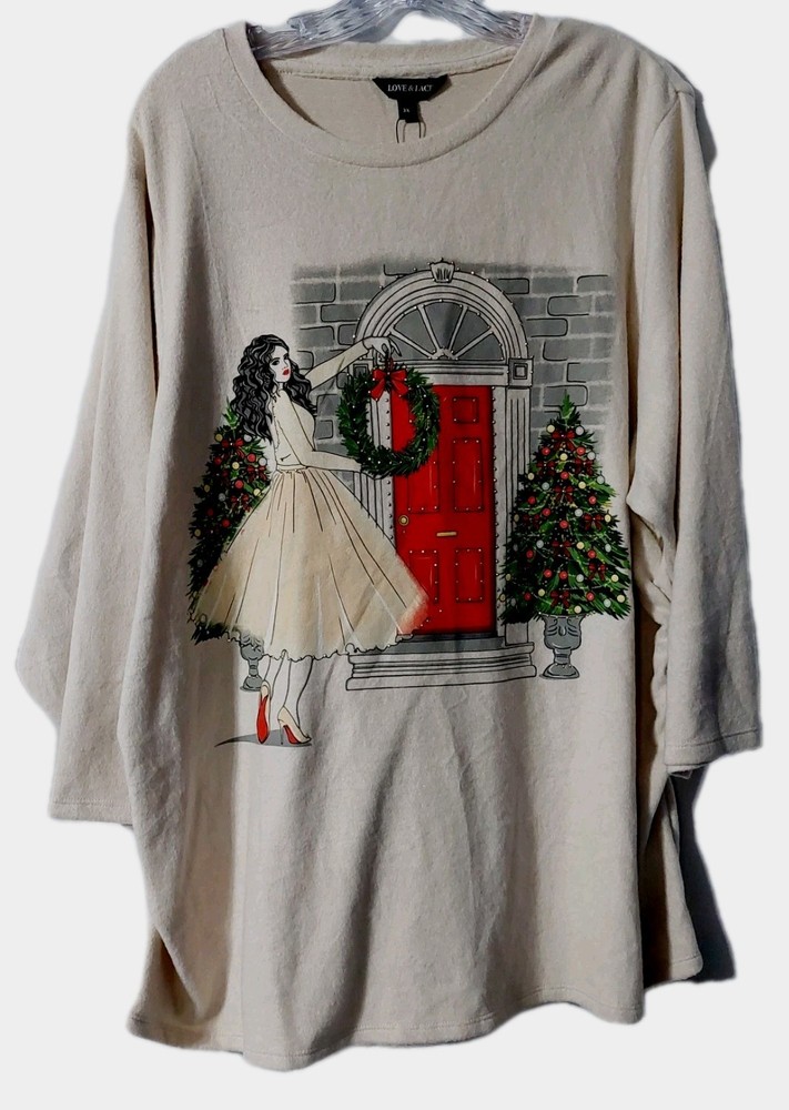 Love + Lace Christmas Sweater Size 3x Lightweight Off White NWT