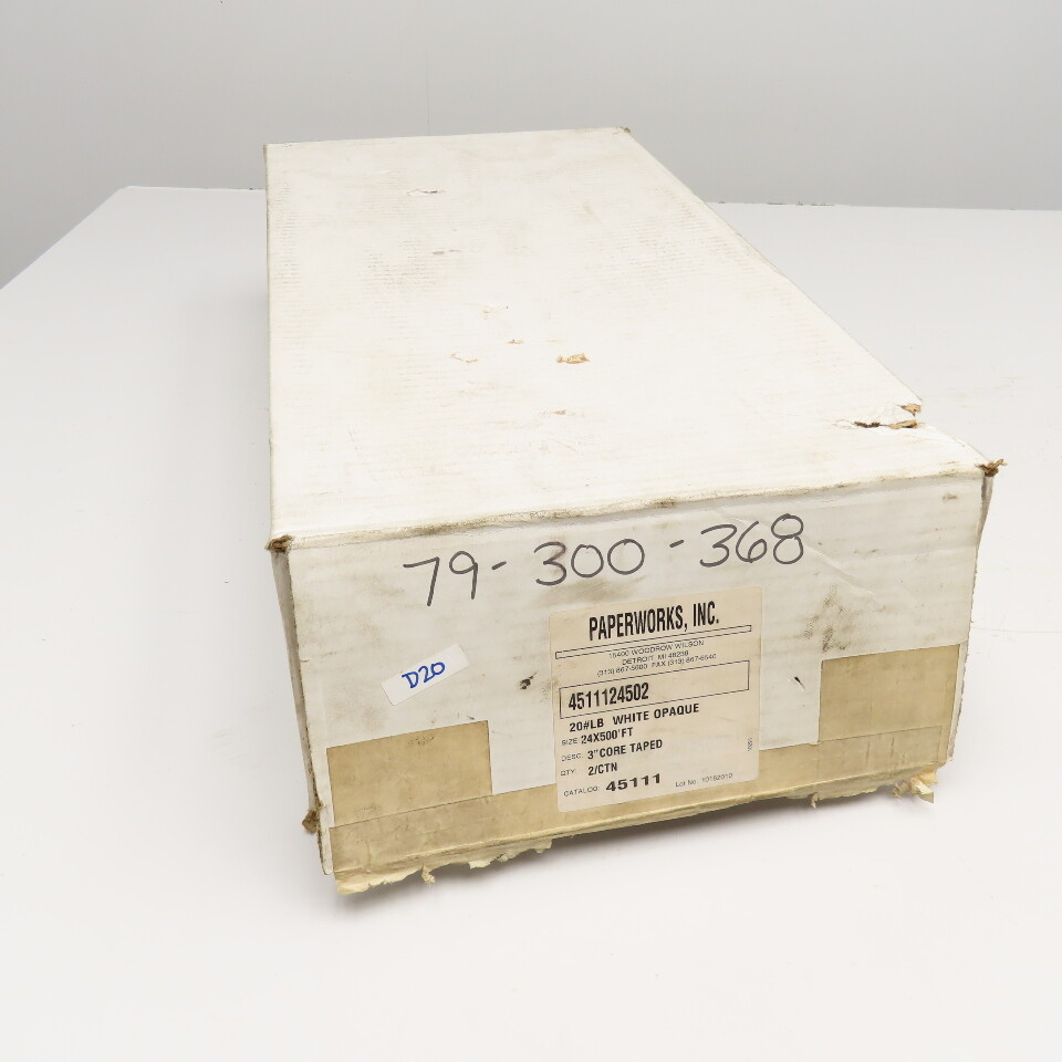 Paperworks Inc. 20#LB White Opaque Roll Paper 24