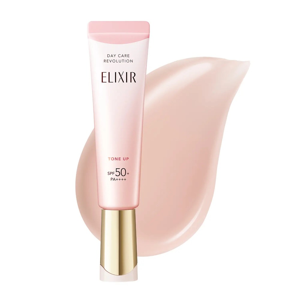 SHISEIDO ELIXIR Day Care Revolution TONE UP SPF Sunscreen Primer 35g Pink UV Protection-image