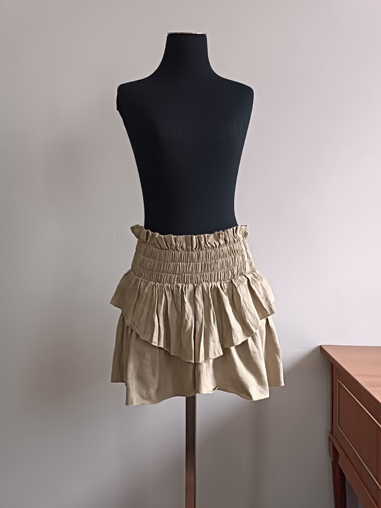 Isabel Marant Etoile Mini Skirt Tiered with Flounces Linen/Cupro Size 40/S-M