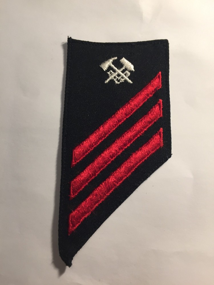 US Navy - Enlisted Rank E-3, Fireman (Red on Bk) patch -Hull Maint. Tech.
