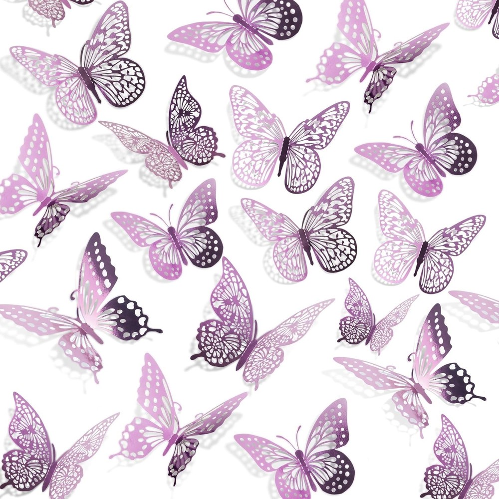 SAOROPEB 48PCS 3D Butterfly Wall Decor, Removable Peel & Stick Decals Party Room