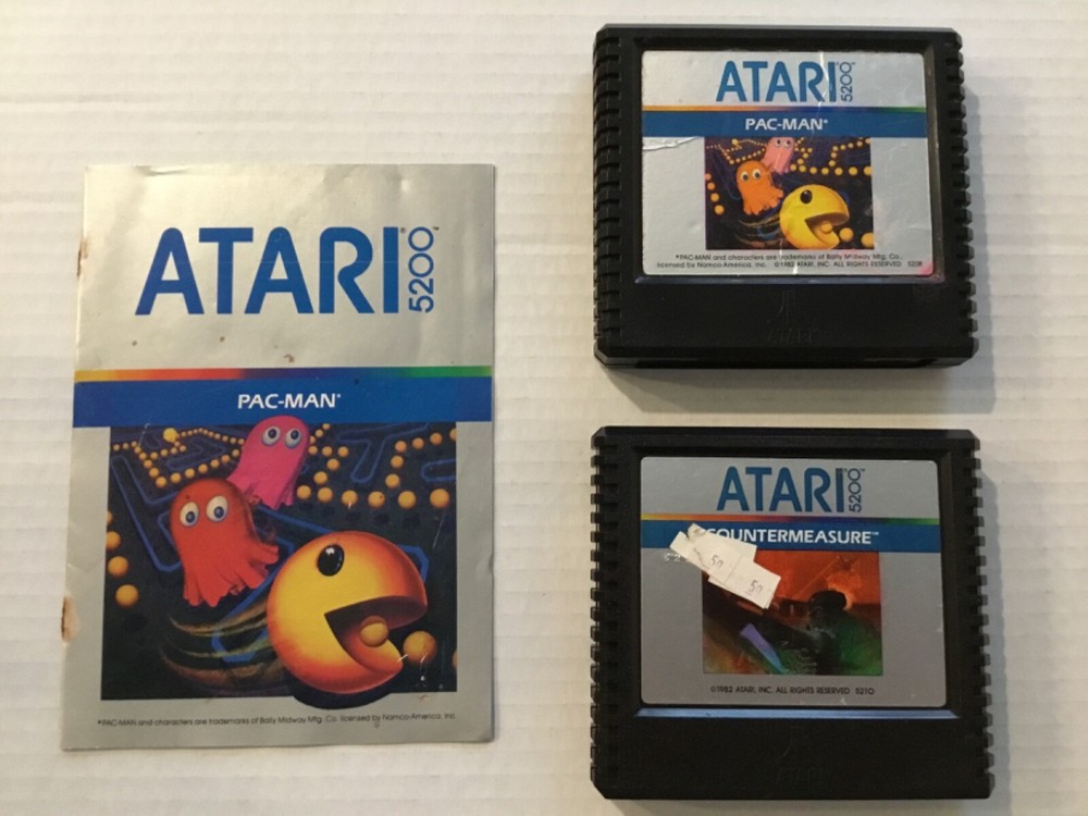 Pac-Man & Countermeasure Atari 5200 Video Game Cartridges, 1982 & 1983.