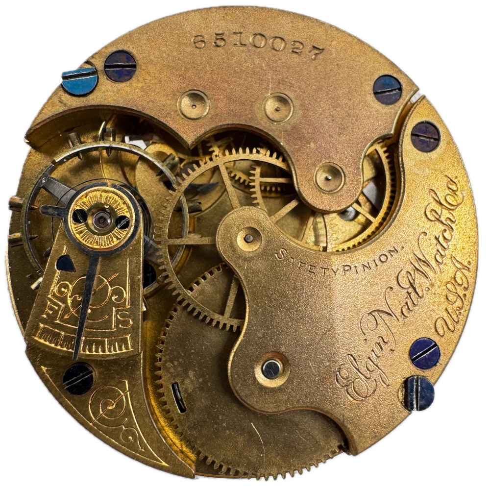 Antique 1897 Elgin 7 Jewel Hunter Pocket Watch Movement 6s 117 USA