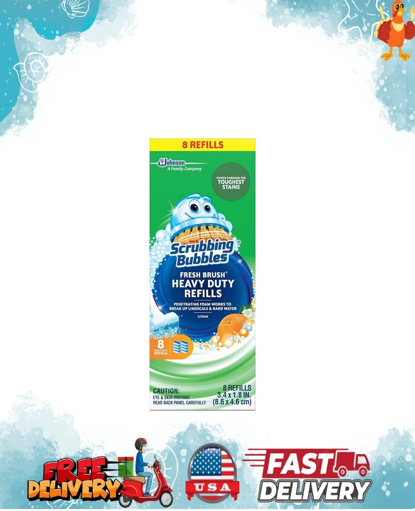 Heavy Duty Fresh Brush Toilet Bowl Wand Cleaner Refills