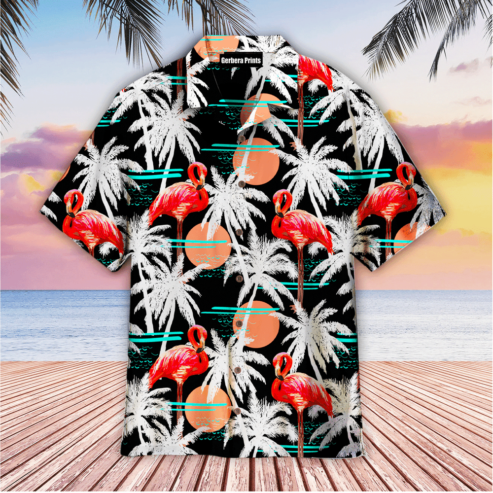 Stork Coconut Tree Pink Flamingo Hawaiian Shirts for Tropical Style Lovers