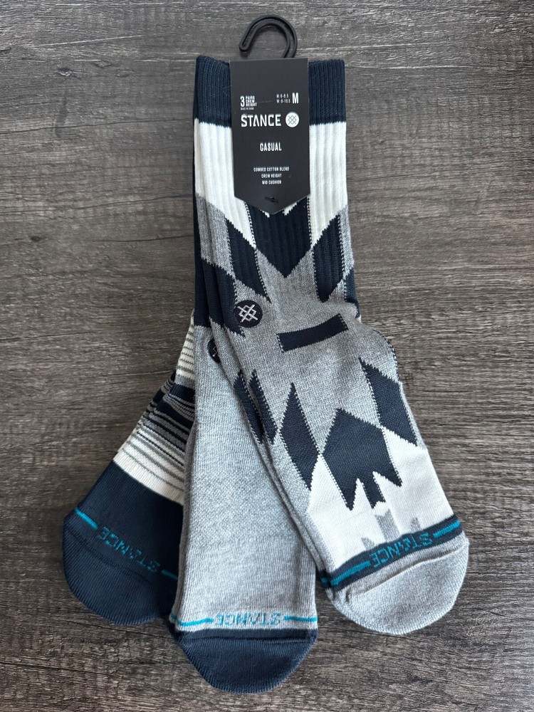 Stance Casual Combed Cotton Blend Crew Socks - Tacoma 3-Pack - Size MEDIUM (NWT)