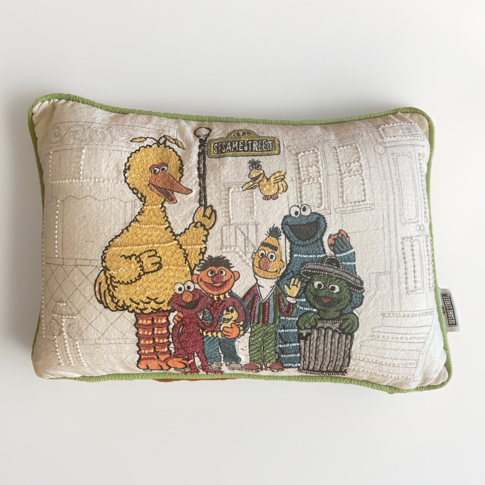 Sesame Street Throw Pillow Characters Decorative Beaded Pillow 11x17 Big Bird
