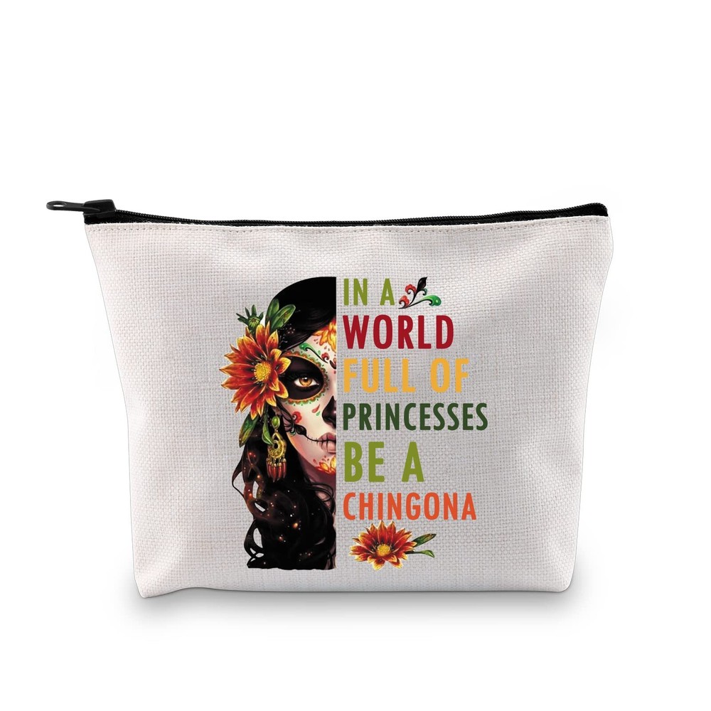 Mexican Lady Cosmetic Bag - Be A Chingona Makeup Pouch
