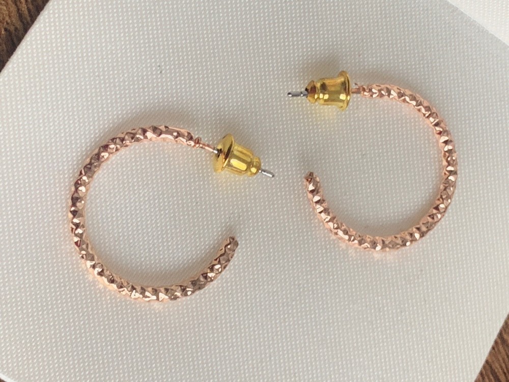 Stylish Rose Gold Half Hoop Embossed Earrings for Pierced Ears