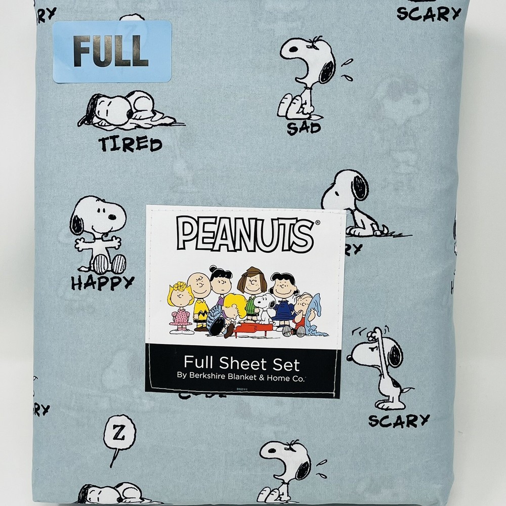 Snoopy Full Sheet Set with Daily Mood Designs Happy Hungry Scary Tired Sad