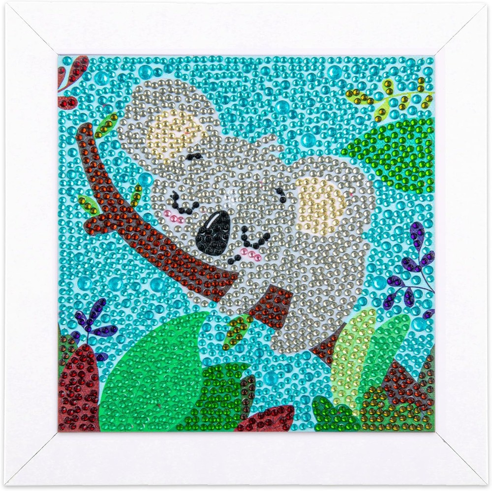 Kit de arte de diamantes QEUOYSS para niños con marco de madera y manualidades rosa