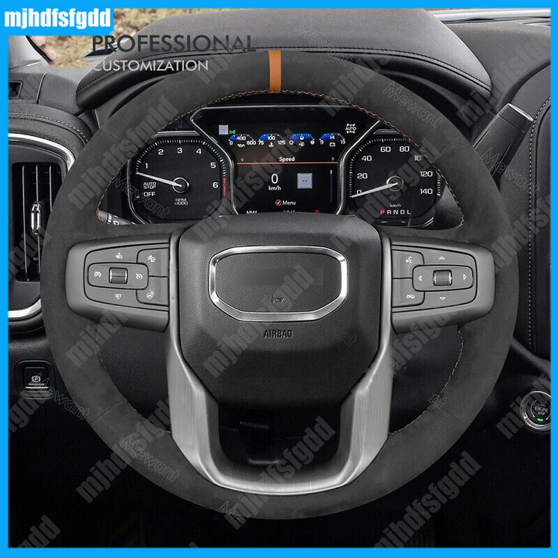 Custom Alcantara Stitched Steering Wheel Cover for GMC Sierra 1500 Limited