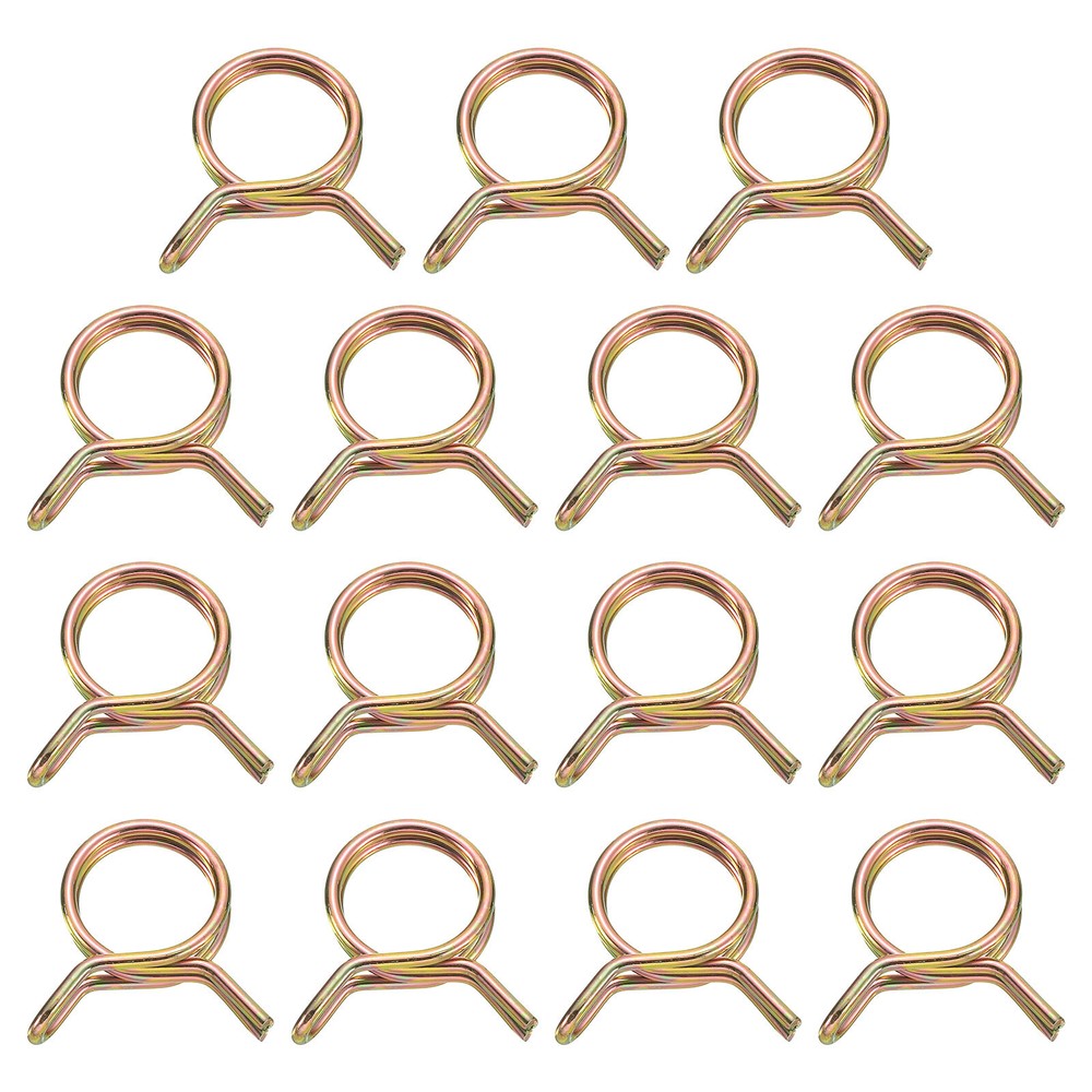 15Pcs Double Wire Spring Hose Clamps, 15mm Tube Clips, Color Zinc