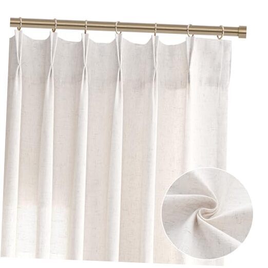 Pinch Pleated Semi Sheer Linen Curtains 50