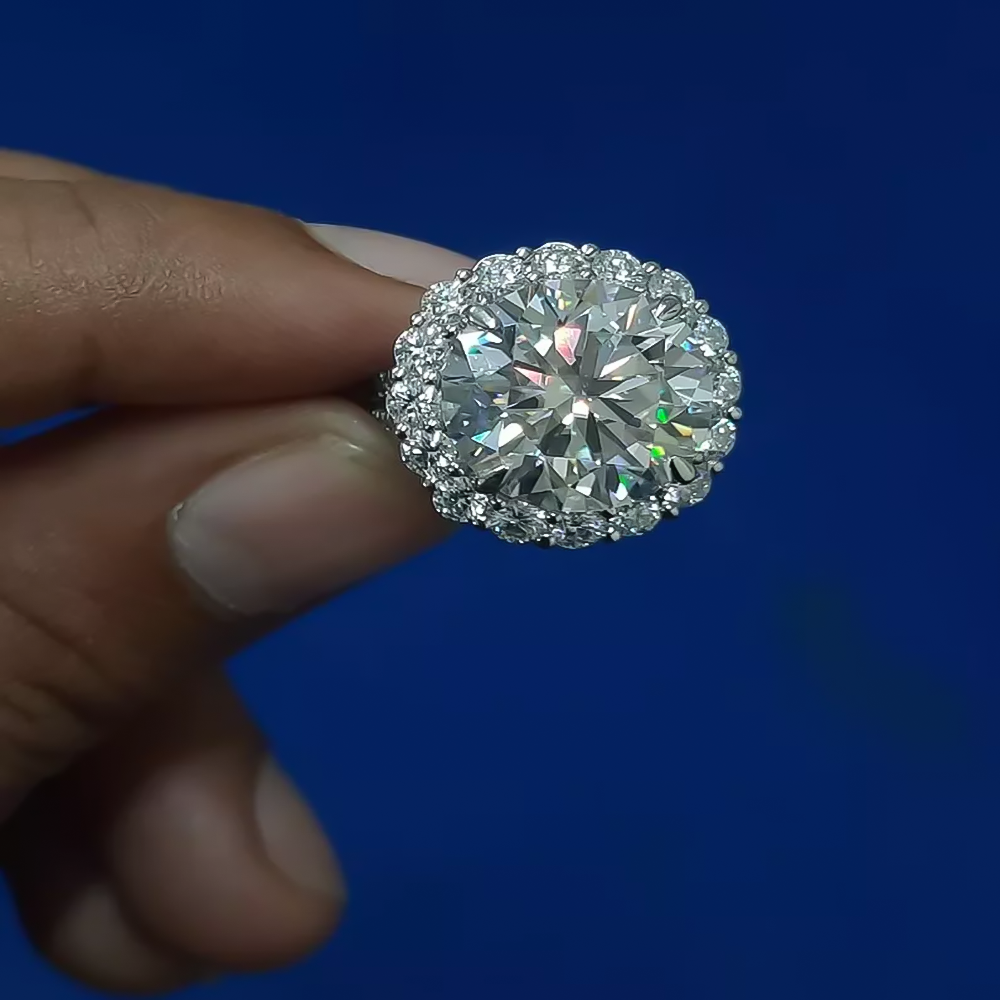 Certified 9.80 Ct Round Cut White Diamond Solitaire Ring In 925 Sterling Silver