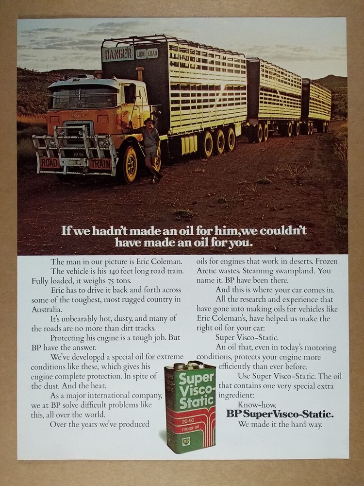 1976 BP Motor Oil mack cabover truck photo vintage print Ad