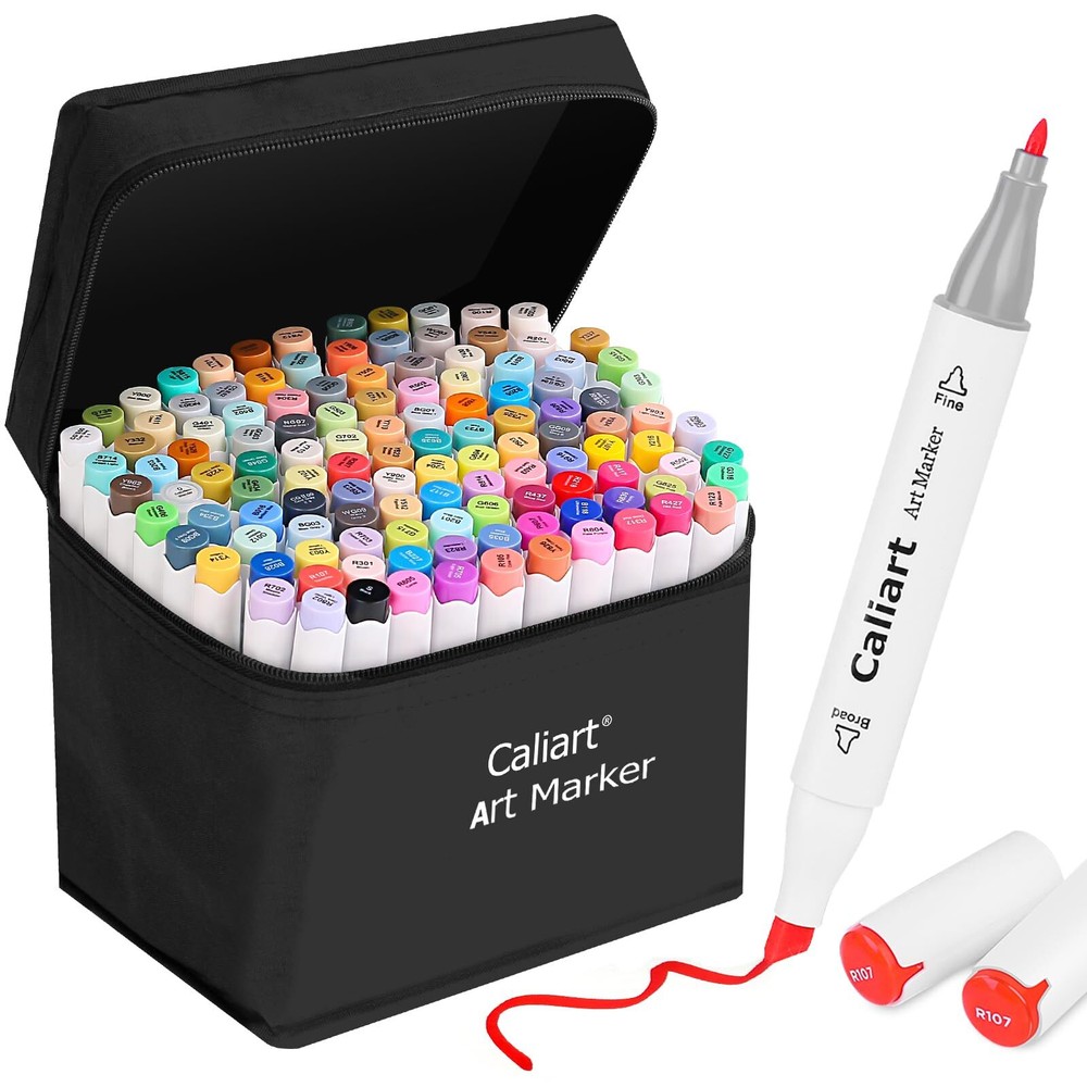 Caliart Markers, 121 Colors Dual Tip Art Markers Sketch Pens, Easter Basket S...
