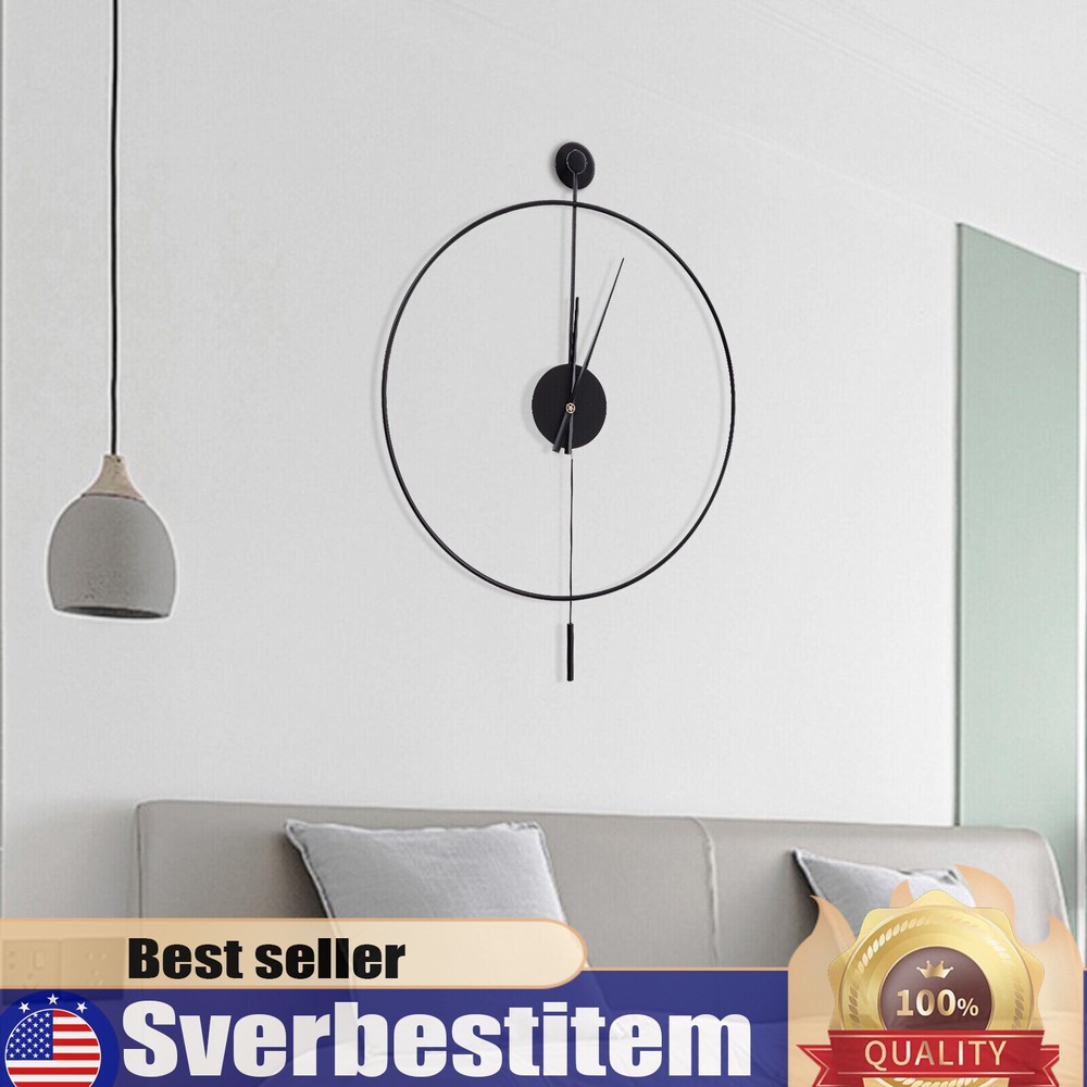 23.6'' Minimalist Wall Clock Round Home Clock Silent Large Modern Wall Art Decor
