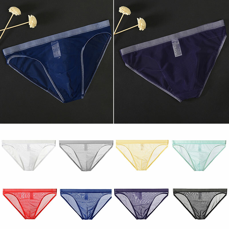 Mens Sexy Low-Rise Ice Silk Panties Knickers Bikini Underwear Underpants Briefs