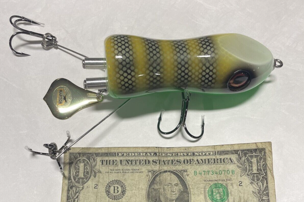 1 ct. RAPTOR Flaptail HAND CARVED CEDAR WOOD lures Muskie baits