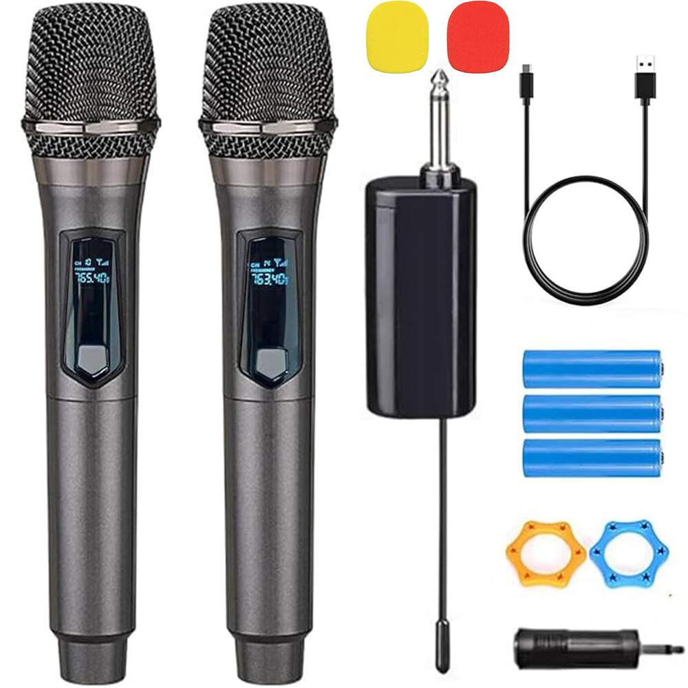 Microphone System Pro UHF Wireless Set Dual Handheld Rechargeable Karaoke Kit US
