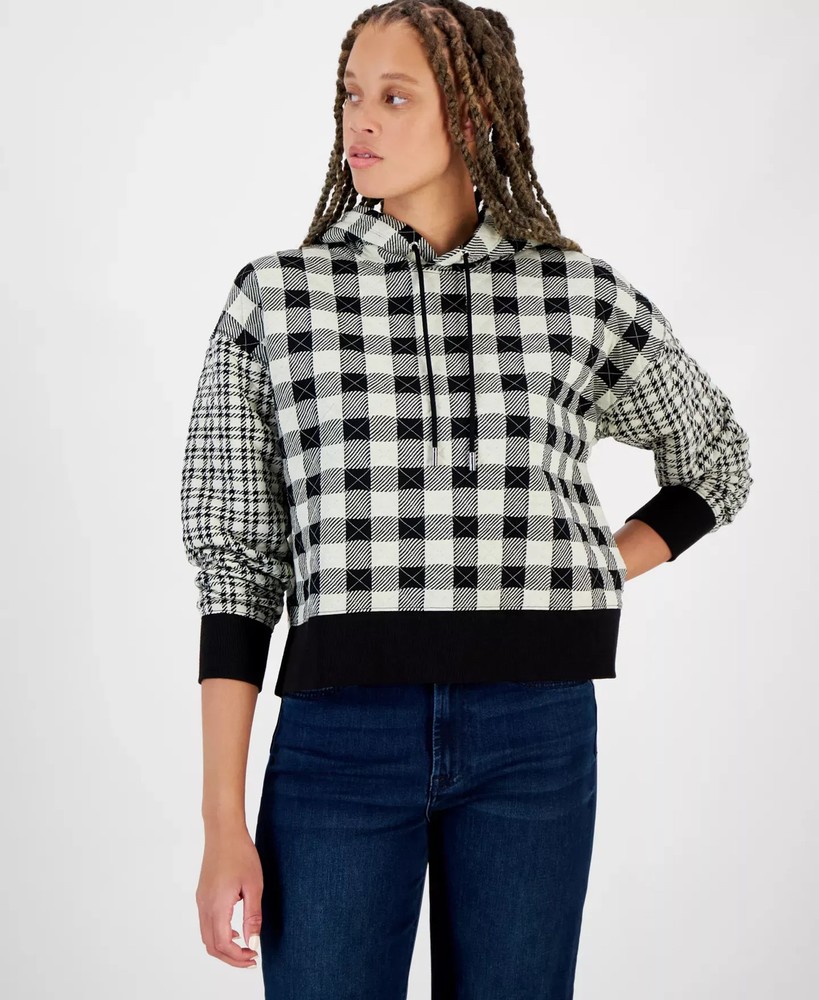 Nautica Jeans Women's Sweatshirt Sz XL Lake Check Quilted Hoodie