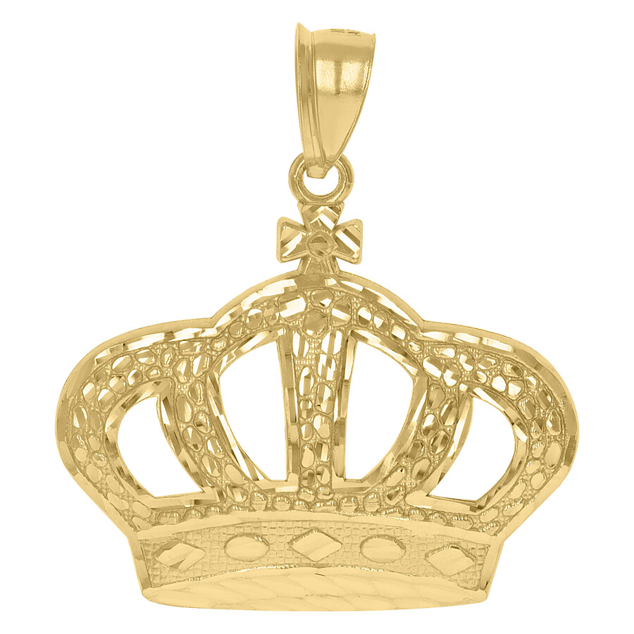 10k Yellow Gold Crown Fashion Charm Pendant for Mens 7.3gm