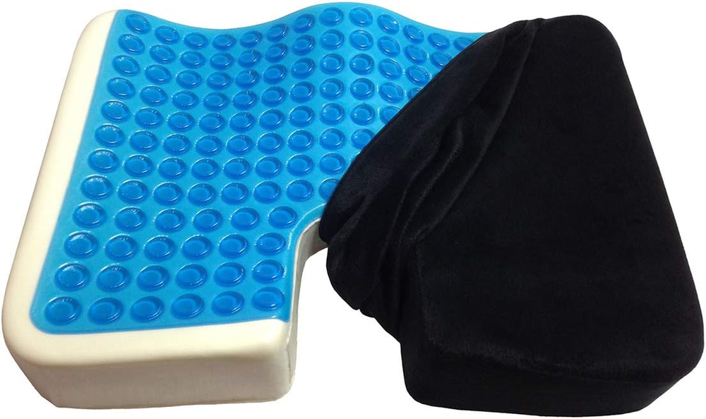 Coccyx Seat Cushion, Cool Gel Memory Foam for Sciatica & Tailbone Pain, Black