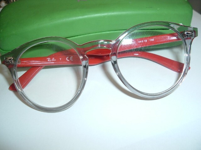 RAY-BAN JUNIOR RB 1594 3812 CLEAR RED AUTHENTIC FRAMES EYEGLASSES 44-19 and CASE