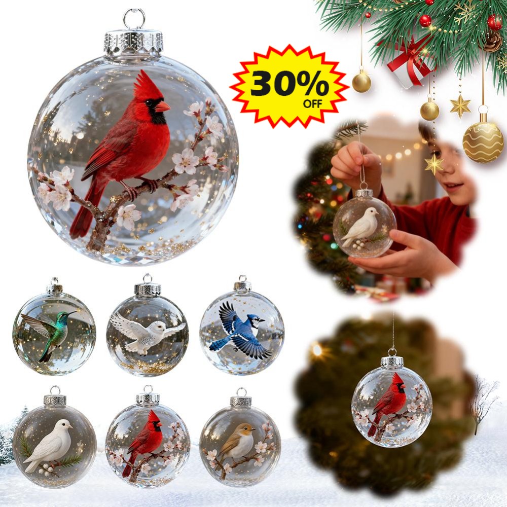 Nature’s Birds Ornament Set, Cardinal Bird Christmas Tree Ornaments