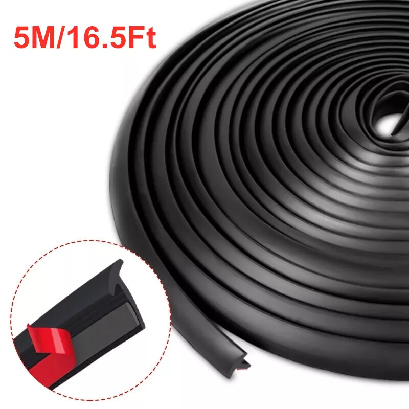 Black For Seal Weather Strip Door Hood Trunk Edge Moulding T-Shape Trim 2X 5M