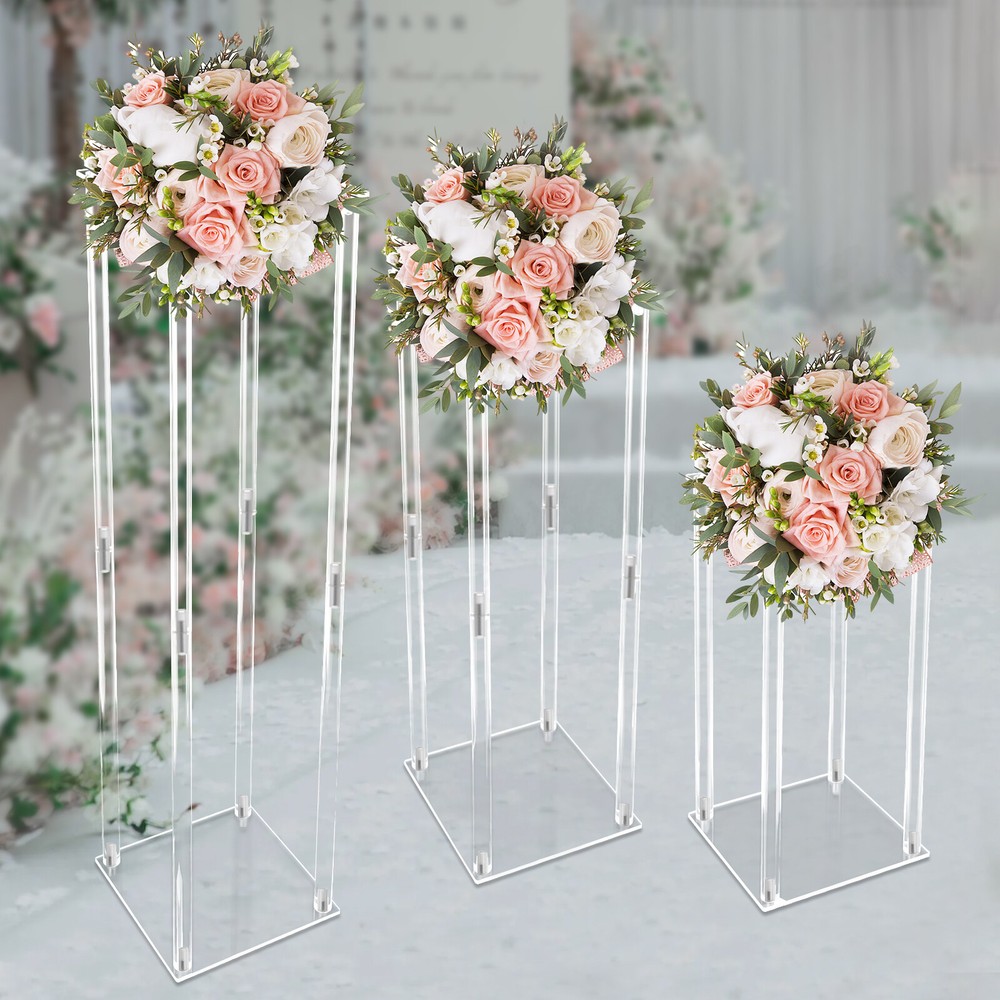 40/60/80cm 3Set Acrylic Flower Stand Centerpiece Tabletop Flower Stand Decor