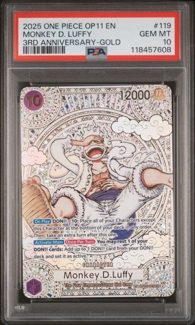 PSA 10 Monkey D Luffy SP Gold OP05-119 A Fist of Divine Speed OP PSA 10 English