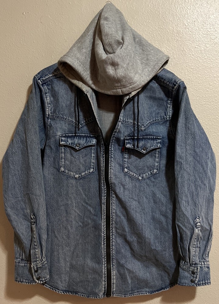 Fresh Leaves Levi’s Denim Jacket Mens Large Hoodie Justin Timberlake.    J1079