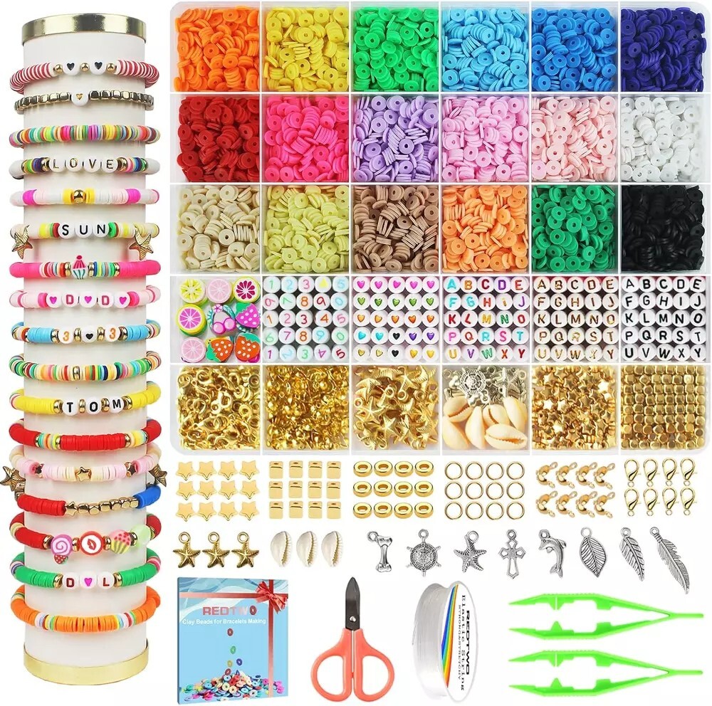 5100 Clay Beads Bracelet Making Kit,Preppy Beads for Crafts for Girls Ages 8-12