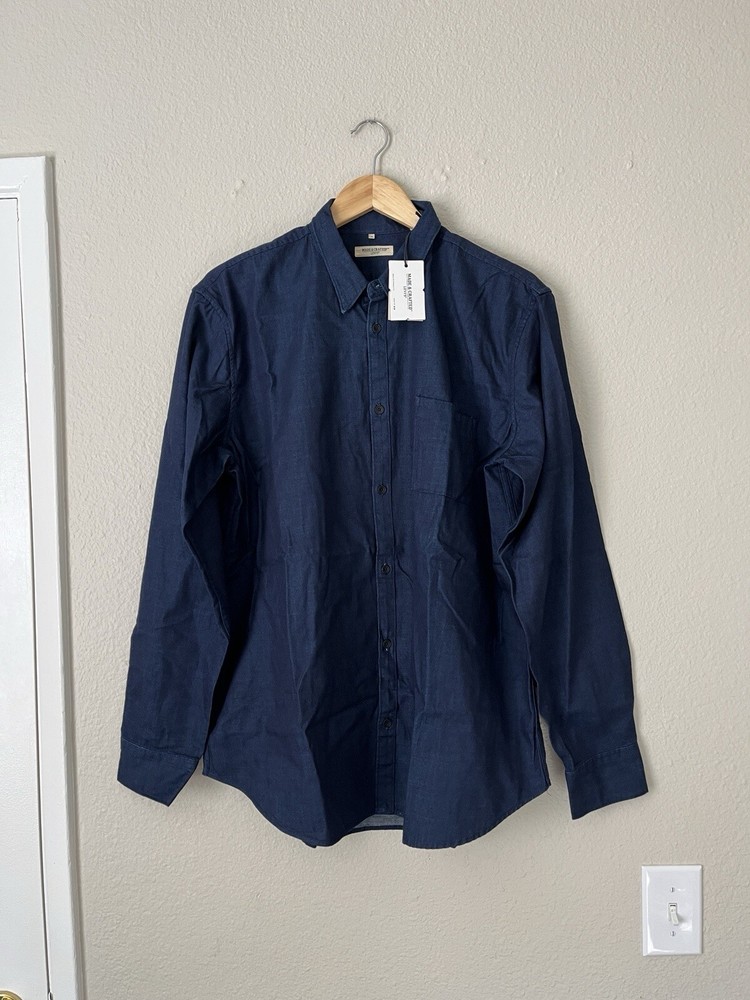 NWT Levi’s Made & Crafted Denim Button Down Shirt Men XXL Dark Wash Chambray
