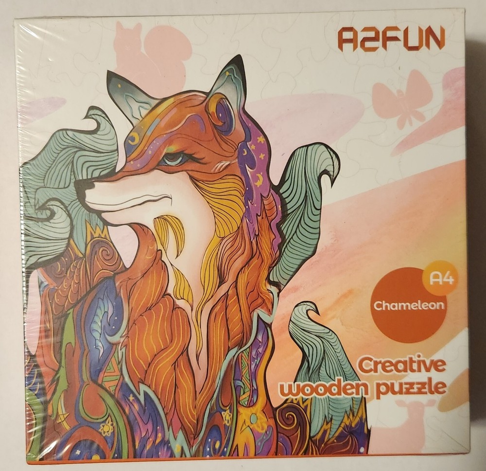 Fox Wooden Puzzle From A2FUN A4 Chameleon New In Box