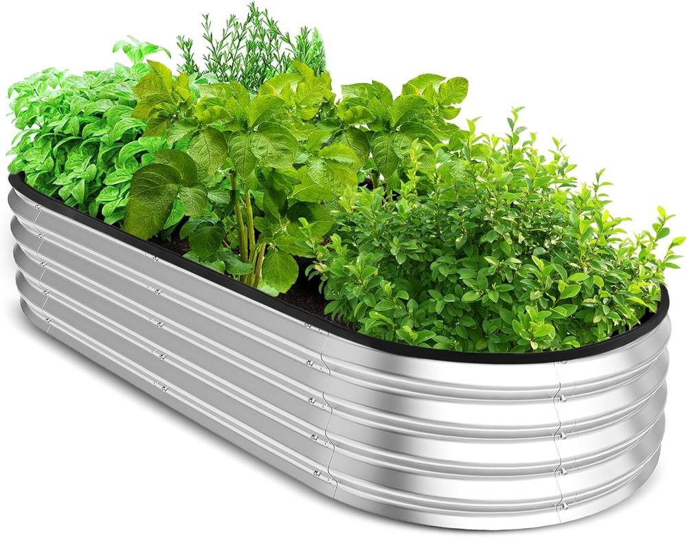Utopia Home 4x2x1ft Galvanized Raised Garden Bed Kit Silver Planter