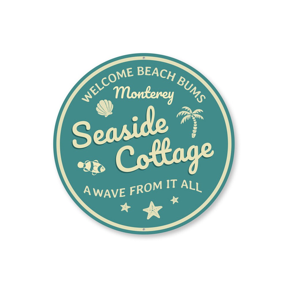 Coastal Seaside Cottage Beach Sign, Home Decor Metal Sign