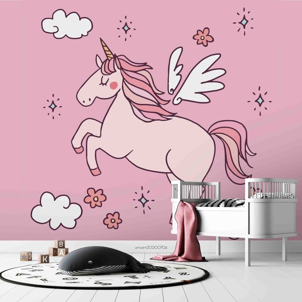 3D Unicorns Flowers Illustration Wall Murals Wallpaper Murals Wall Sticker