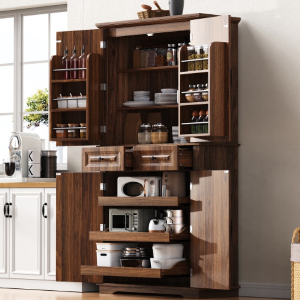 Durable Construction Tall Pantry Cabinet 71'' Stability Pantry Storage Cabinet